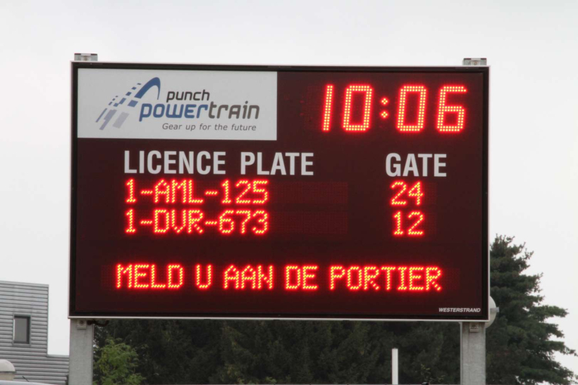 Display voor parking beheer vrachtwagens met weergave nummerplaat