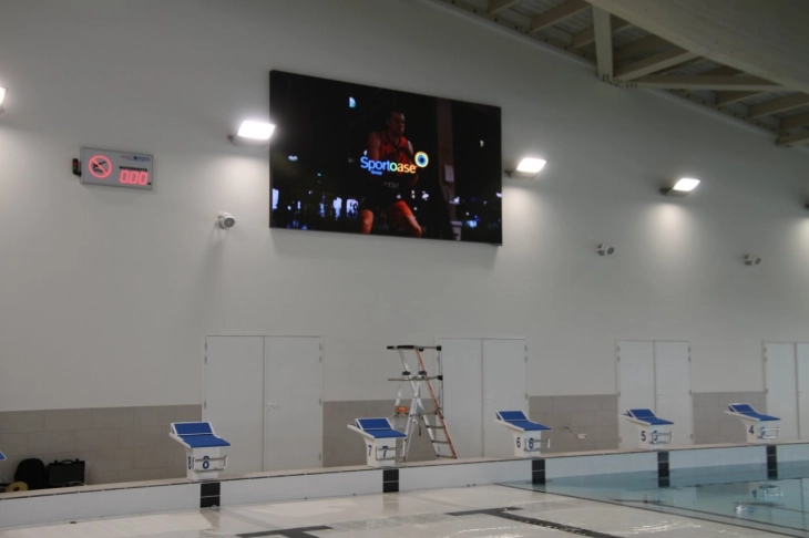    LED scherm als elektronisch scorebord voor waterpolo en tijdsopname zwemmen 